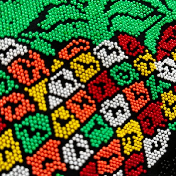 Vintage Beaded Aloha Hawaii Drawstring Tote Bag Pineapple Design Beach Theme - Picture 3 of 7